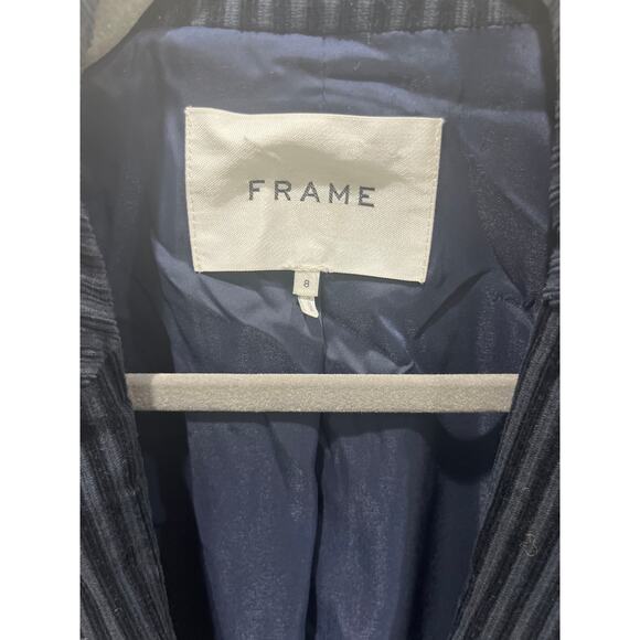 Frame Corduroy Velvet Pinstriped Navy Blue Blazer Sz 8 - Picture 3 of 7